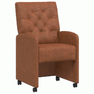 VidaXL Chaises de Salle à Manger avec Roues 2 pcs Marron Faux cuir Modèle Delice Moderne - 42017858