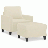 VidaXL Fauteuil avec repose-pied Crème 60 cm Similicuir Modèle Vega Executive Panorama - 3201020