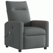 VidaXL Fauteuil inclinable de massage en tissu gris foncé Modèle Lormelis - 4104833