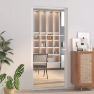 Vidaxl porte intérieure 93x201,5 cm blanc verre esg et aluminium 350570