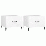 VidaXL Tables basses avec pieds en métal 2 pcs Blanc 50x50x40 cm Modèle Cascade Moderne - 812727