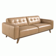 AC ANGEL CERDA Angel Cerdá Canapé 3 places Chester en cuir sable 6120C 227 x 95 x 78 - marron fourrure 8435631020882