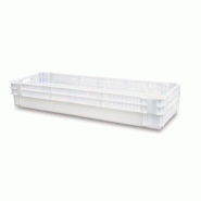 Bac plastique alimentaire emboîtable 1200x400 - 80 L - PEHD, gerbable, fond plein, parois demi-pleines Bac plastique alimentaire emboîtable 1200x400 - 80 L - PEHD, gerbable, fond plein, parois demi-pleines