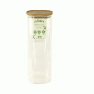 Boite alimentaire verre et bambou 2,2L -  220 cl Transparent Carré Verre Pebbly 11x11 cm - transparent 035-1229324