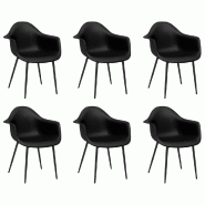 Chaises à manger lot de 6 noir PP Modèle Signature Plus - 3082357