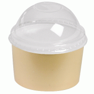 Combo Pot à Glace Beige 165ml NOVACUP Dome fermé inclus Sorbet Dessert Glacé Snacking VAE Nomade ø86x52mm Idéal Glace Artisanale - Lot de 1000 -
