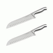 Ensemble de 2 Couteaux de cuisine Santoku lame de 18 cm Nirosta Star - gris Acier inoxydable 18/10 3176239931983 Ensemble de 2 Couteaux de cuisine Santoku lame de 18 cm Nirosta Star - gris Acier inoxydable 18/10 3176239931983