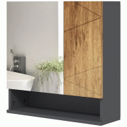 Helloshop26 - Armoire murale miroir salle de bain 55 x 17 x 55 cm gain de place rangement moderne en panneau de particules gris 21_0001986 - gris verr