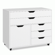 Helloshop26 - Desserte mobile à 5 tiroirs 77,5 x 40 x 64 cm organisation facile style moderne en bois MDF blanc 20_0015245 - blanc métal 3000228697973