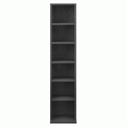 Helloshop26 - Étagère CD tour CD / DVD rangement stockage 6 surfaces de stockage 90 x 20 x 20 cm MDF mélaminé gris foncé 03_0001679 - 3000219899782