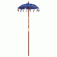 Helloshop26 - Parasol balinais rond 95 x 95 x 260 cm grand auvent décoratif ambiance tropicale en coton bleu 02_0058826 - bleu Bambou 3000240798177