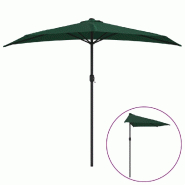 Helloshop26 - Parasol de balcon avec mât en aluminium 270 x 135 cm demi vert 02_0008308 - vert aluminium 3000444147764