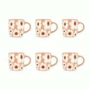 Novastyl - Lot 6 Mugs Marguerite 34cl En Gres Terracotta - 3256391046197 Novastyl - Lot 6 Mugs Marguerite 34cl En Gres Terracotta - 3256391046197