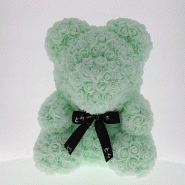 Ours en roses vert sauge 25x25x32 cm