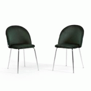 RATTATAN Lot de 2 chaises en velours avec pieds en métal, design élégant pour cuisine, salle à manger, bar ou restaurant – Sara – Vert foncé/ RATTATAN Lot de 2 chaises en velours avec pieds en métal, design élégant pour cuisine, salle à manger, bar ou restaurant – Sara – Vert foncé/