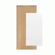 Serviette double point blanche 40x32cm emballée /sachet kraft l 11x25cm par 300