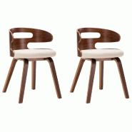 VidaXL Chaises à manger lot de 2 crème bois courbé et similicuir Modèle Vega Pro - 283106