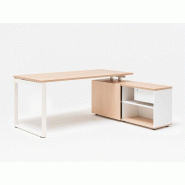 Bureau droit professionnel Phoenix - individuel sur crédence avec porte coulissante - plan 160/180 x 80 cm - bois mélaminé Bureau droit professionnel Phoenix - individuel sur crédence avec porte coulissante - plan 160/180 x 80 cm - bois mélaminé