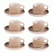 Coffret de 6 tasses à café avec sous tasses Miyaki 9 cl - Beige Rond Grès Table Passion 8.5x6 cm - beige Grès 3106232781490 Coffret de 6 tasses à café avec sous tasses Miyaki 9 cl - Beige Rond Grès Table Passion 8.5x6 cm - beige Grès 3106232781490