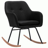 Décoshop26 - Fauteuil à bascule d'allaitement rembourré relax pour salon en tissu noir DEC029055 - noir 3000257190209