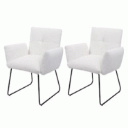 Décoshop26 - Lot de 2 chaises de salle à manger rembourrée avec accoudoirs en tissu bouclé blanc 04_0007367 - blanc 3000262083190 Décoshop26 - Lot de 2 chaises de salle à manger rembourrée avec accoudoirs en tissu bouclé blanc 04_0007367 - blanc 3000262083190