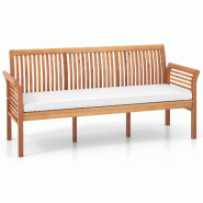 Helloshop26 - Banc de jardin terrasse 159 x 59 x 77 cm pour 3 personnes avec coussin amovible ergonomique style naturel en acacia 20_0020863 - 3000233