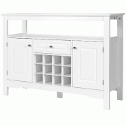 Helloshop26 - Buffet de cuisine 117 x 40,5 x 82,5 cm avec 1 tiroir casier à vin amovible moderne en MDF blanc 20_0010800 - blanc Bois manufacturé 30