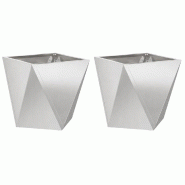 Helloshop26 - Lot de 2 jardinières carrées modernes pour extérieur 50 x 50 x 50 cm en acier inoxydable argent 02_0053085 - inox 3000237750218