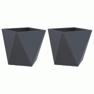 Helloshop26 - Lot de 2 jardinières modernes pour terrasse 50 x 50 x 50 cm avec design chic ambiance extérieure en acier anthracite 02_0053081 - acie
