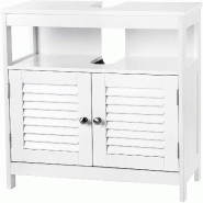 Helloshop26 - Meuble sous lavabo armoire de rangement salle de bain 2 volets 2 casiers anti humidité MDF blanc 12_0000676 - blanc Bois manufacturé 3