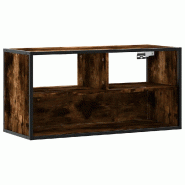 Helloshop26 - Meuble TV mural design industriel pratique 80 x 31 x 39,5 cm en bois chêne fumé 02_0049632 - métal 3000235936867