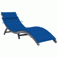 Helloshop26 - Transat chaise longue bain de soleil lit de jardin terrasse meuble d'extérieur avec coussin gris bois d'acacia solide 02_0012472 - gris