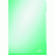 LEITZ Boîte de 100 pochettes coins, format A4, PVC transparent 150µ, coloris vert - 41530055