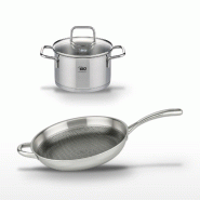 Lot Poêle 32 cm & Faitout 20 cm Elo Relief Evolution - gris inox 3176239954319
