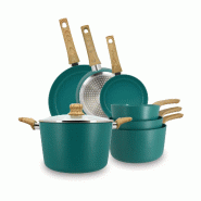 Menastyl - Set 7 piÈces bleu canard casserole poÊle faitout en aluminium induction - 3256390254876