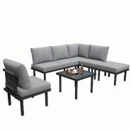 Merax salon de jardin, canapé 2 places avec coussins et tressage corde, extérieur, gris - gris multi-matériau N634P0005G