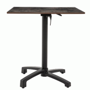 METRO PROFESSIONAL Table pliante MASSINI, aluminium, 70 x 70 cm, plateau de table HPL, aspect pierre, pieds réglables automatiquement, gris - gris al