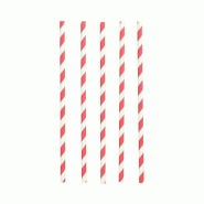 Papstar 1000 pailles en papier Ø 6 mm · 20 cm rouge/blanc "Stripes" - rouge papier 4002911536759