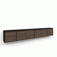 SKRAUT HOME Meuble TV, Banc Télé, 309x50x35 cm, Pour les TV jusqu'à 80", Suspendu, Mural, Chêne foncé et Noir - marron Bois manufacturé 657_5