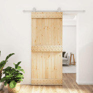 Vidaxl porte coulissante et kit de quincaillerie 90x210 cm pin massif 3203089