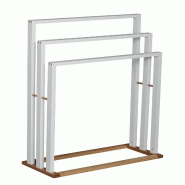 WellHome - Porte-serviettes en acier inoxydable et bambou couleur blanche 55x24x82cm - Bath Toa line - blanc WH17013