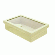 Boite bois rectangle "Bosco" couvercle avec fenêtre plexi 32x20x8cm -par 12