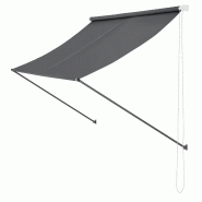 BRISE-SOLEIL PARE-SOLEIL AUVENT POUR FIXER AU MUR RÉTRACTABLE ARMATURE EN ACIER 200 X 120 CM GRIS 03_0001105