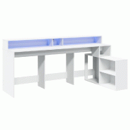 Bureau avec lumières LED blanc 200x104x91 cm bois d'ingénierie Modèle Atlas Master Ligne - 8721158403001