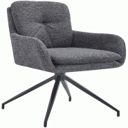 Décoshop26 - Chaise de salle à manger x1 fonction pivotante confortable et moderne en tissu gris foncé cadre métal 10_0007176 - gris métal 300026