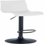 Décoshop26 - Tabouret de bar x1 design simple avec repose-pieds en plastique blanc pieds en métal noir 10_0004553 - blanc métal 3000252171951