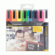 Feutres craie à encre liquide coloris assortis 6mm (lot de 8) - 145 x 20 x 150 mm - SECURIT - 0615402160292