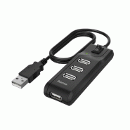 Hama USB Hub 4 Ports avec interrupteur – Haute vitesse, câble 1,8 m - 4047443436894