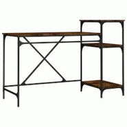Helloshop26 - Bureau table poste de travail meuble d'ordinateur informatique étude et étagères chêne fumé 135 x 50 x 90cm bois 02_0023815 - 30002 Helloshop26 - Bureau table poste de travail meuble d'ordinateur informatique étude et étagères chêne fumé 135 x 50 x 90cm bois 02_0023815 - 30002