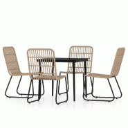Helloshop26 - Ensemble de salle à manger de jardin meuble extérieur 5 pièces chêne 02_0013768 - verre 3000750547760